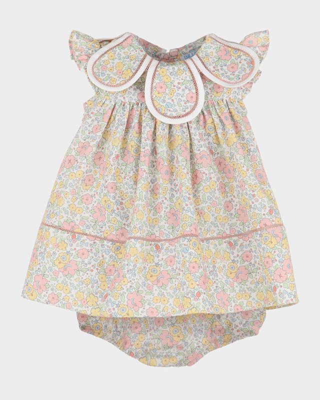 Girl's Floral-Print Petal Dress, Size 6M-2